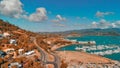 Panoramic aerial view of Airlie Beach skyline and Marina, Australia Royalty Free Stock Photo