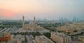 Aerial View of the Al Fateh Grand Mosque in Manama of Bahrain During Sunset