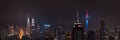 Panoramic aerial view amidst the cityscape of Kuala Lumpur. Night scene before sunrise, Malaysia. Royalty Free Stock Photo