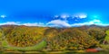 360Â° panoramic aerial view of autumn mountains in Western North Carolina