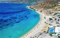 Panoramic aerial view of the beach at Mikri Vigla at Naxos island Royalty Free Stock Photo