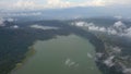 Panoramic aerial view of beautiful twin lakes in an ancient volcanic caldera. Lakes Buyan and Tamblingan, Bali Royalty Free Stock Photo