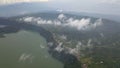 Panoramic aerial view of beautiful twin lakes in an ancient volcanic caldera. Lakes Buyan and Tamblingan, Bali Royalty Free Stock Photo