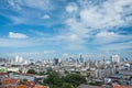 Panoramic aerial view big city town and blue sky Royalty Free Stock Photo