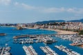 Panoramic aerial view of Blanes in Costa Brava in a beautiful summer day, Spain Royalty Free Stock Photo