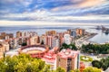 Panoramic Aerial View of Bull Ring in Malaga at Sunset Royalty Free Stock Photo