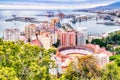 Panoramic Aerial View of Bull Ring in Malaga at Sunset Royalty Free Stock Photo