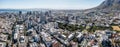 Panoramic aerial view of Cape City Centre with a mix of old and modern buildings, skyscraper and the Table Bay Harbour background Royalty Free Stock Photo