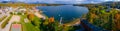 Center Harbor aerial view in fall, New Hampshire, USA