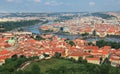 Panoramic aerial view of Charle`s bridge and Old town in Prague,
