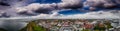 Panoramic aerial view of Charleston coastline at dusk, SC - USA