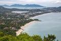 Panoramic aerial view of Chaweng beach of Koh Samui island, Thailand in a cloudy day Royalty Free Stock Photo