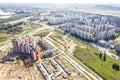 Panoramic aerial view of city construction site. new residential area development Royalty Free Stock Photo
