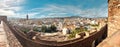 Panoramic aerial view of the city of Malaga, Spain, Andalusia. Beautiful cityscape of old spanish town, banner panorama. Royalty Free Stock Photo