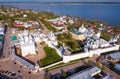 Aerial view of city of Rostov-on-don with monastery and river Don Royalty Free Stock Photo