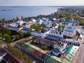 Aerial view of city of Rostov-on-don with monastery and river Don Royalty Free Stock Photo