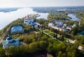 Panoramic aerial view of city of Yaroslavl with buildings, river Volga Royalty Free Stock Photo