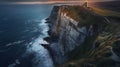 Panoramic aerial view of the cliffs of Etretat, Normandy, France Royalty Free Stock Photo