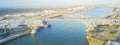 Panoramic aerial view Corpus Christi Harbor Bridge in the Port o