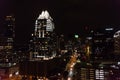 Panoramic view of downtown Austin, Texas, at night