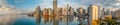 Panoramic aerial view of Downtown Miami and Brickell Key at sunrise Royalty Free Stock Photo