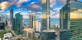 Panoramic aerial view of Downtown Miami skyline at sunset, Flori - Panoramic view Royalty Free Stock Photo