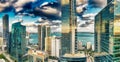 Panoramic aerial view of Downtown Miami skyline at sunset, Flori - Panoramic view Royalty Free Stock Photo