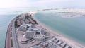 Panoramic aerial view of Dubai Palm Jumeirah Island; United Arab Emirates Royalty Free Stock Photo