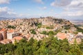 Panoramic aerial view of Enna old town, Sicily, Italy. Enna city located at the center of Sicily and is the highest Italian Royalty Free Stock Photo