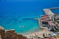 Panoramic aerial view at the famous touristic city in Costa Blanca from Santa Barbara castle,Alicante, Spain Royalty Free Stock Photo