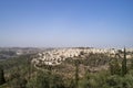 Panoramic aerial view on highway among the hills of Jerusalem, Israel. Modern houses of Jerusalem on a slope on the outskirts of Royalty Free Stock Photo