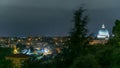 Panoramic view of historic center with Vatican night timelapse of Rome, Italy Royalty Free Stock Photo