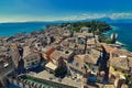 Panoramic aerial view on historical town Sirmione on peninsula in Garda lake, Lombardy, Italy Royalty Free Stock Photo