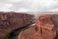 Panoramic aerial view of Horseshoe bend on the Colorado river near Page in summer, Arizona, USA United States of America. Royalty Free Stock Photo