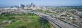 Panoramic aerial view Houston downtown and interstate 69 highway