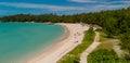 Panoramic aerial view of Ile Aux Cerfs in Mauritius Royalty Free Stock Photo