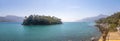 Panoramic aerial view of Ilha das Cabras Island and Beach - Ilhabela, Sao Paulo, Brazil