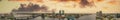 Panoramic aerial view of Jacksonville skyline from drone at sunset, Florida Royalty Free Stock Photo