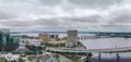 Panoramic aerial view of Jacksonville skyline from drone at sunset, Florida Royalty Free Stock Photo