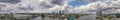 Panoramic aerial view of Jacksonville skyline from drone at sunset, Florida Royalty Free Stock Photo