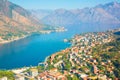 Panoramic aerial view of Kotor and Boka Kotorska bay, Montenegro