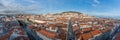 Panoramic aerial view of Lisbon city Saint Georges Castle Castelo de Sao Jorge, Rossio Square and Tagus River - Lisbon, Portugal Royalty Free Stock Photo