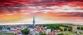 Panoramic aerial view of Lubeck at sunset, Germany Royalty Free Stock Photo