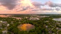 Panoramic aerial view of Maitland, Florida. Lake Lily-Fountain Royalty Free Stock Photo