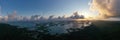 Panoramic aerial view of mangrove forests at sunset in Morrocoy National Park Royalty Free Stock Photo