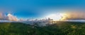 Panoramic aerial view of mangrove forests at sunset in Morrocoy National Park , Venezuela. Royalty Free Stock Photo