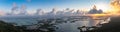 Panoramic aerial view of mangrove forests at sunset in Morrocoy National Park , Venezuela. Royalty Free Stock Photo