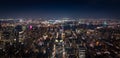 Panoramic aerial view of Manhattan New York at night - Image Royalty Free Stock Photo