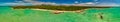 Panoramic aerial view of Mauritius beach  of Ile Aux Cerf Beach island golf club on East Coast Royalty Free Stock Photo