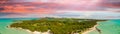 Panoramic aerial view of Mauritius beach  of Ile Aux Cerf Beach island golf club on East Coast Royalty Free Stock Photo